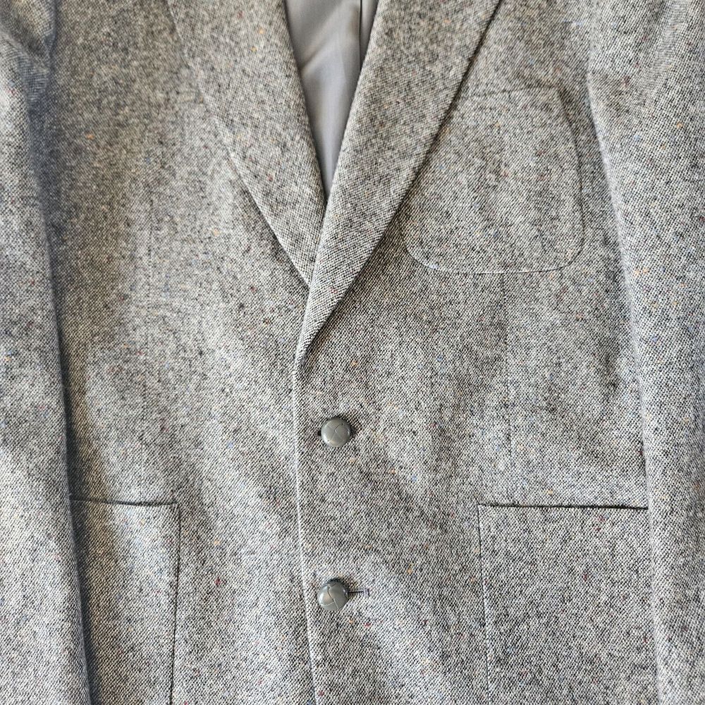Stewart County 44L Tall Tweed Classic Wool Sport Coat Elbow Patch Throat Latch - Picture 12 of 16